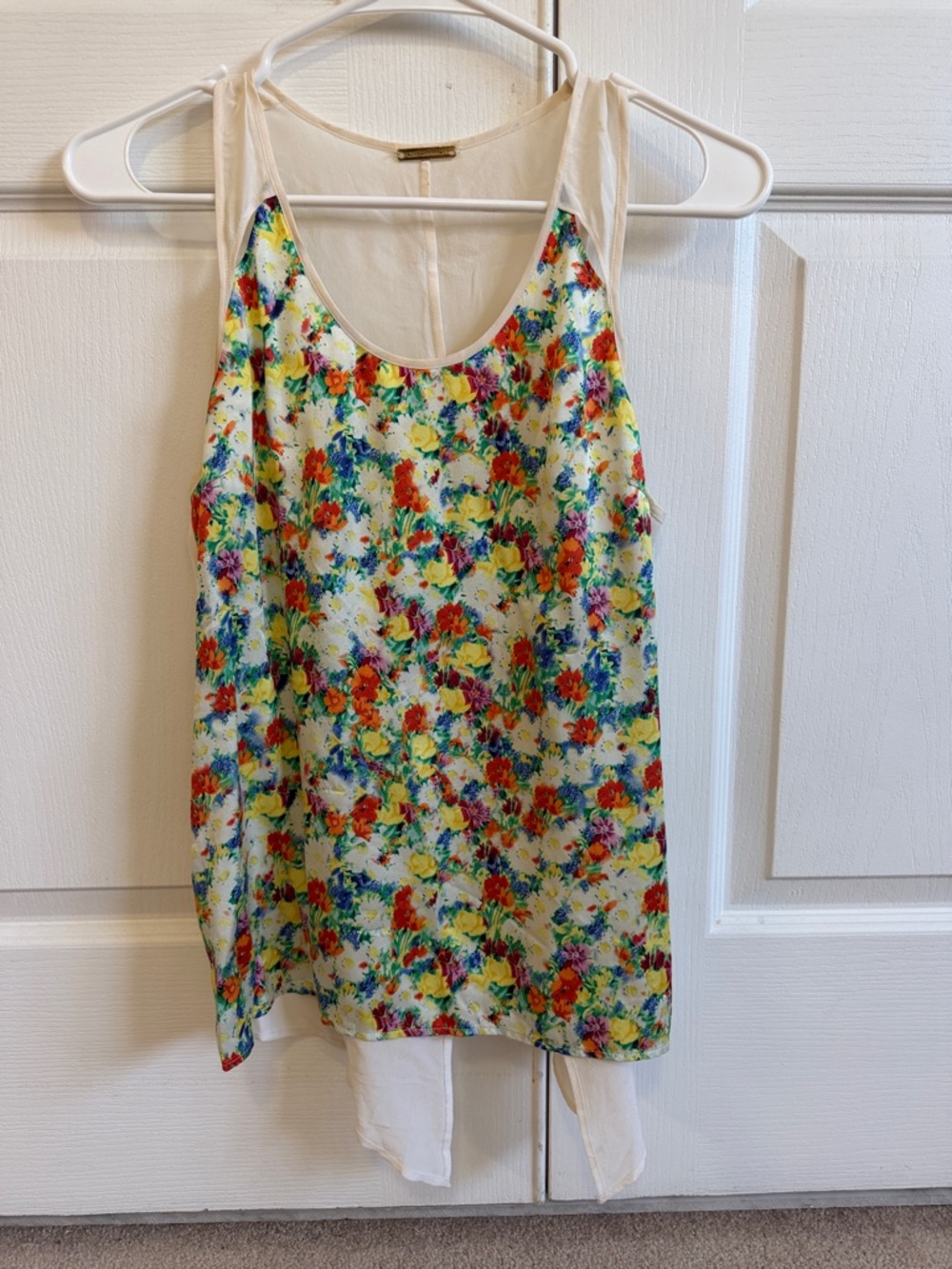 Rebecca Minkoff Silk Floral Print Sleeveless Tank Top - Cream/Multicolor Size 0